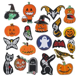 Yiwu Wintop Pompoen Vleermuis Ghost Ontwerp Ijzer Op Geborduurde Halloween Holiday Party Decoratie Patches