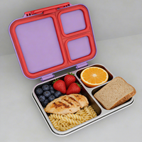Boîte à lunch bento en acier inoxydable Myjoybee, 3 compartiments, fermeture sécurisée, sans BPA, passe au lave-vaisselle, compacte, légère, pour enfants et adultes