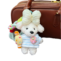 Porte-clés en peluche RW White Plush Poodle pour enfants avec bonbons colorés, porte-clés en peluche chien rembourré de 5,9 pouces, cadeau pour femmes et filles