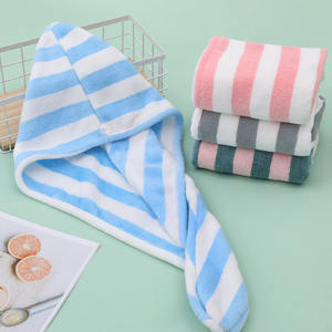 Turban magique en microfibre personnalisé pour femmes, serviette à rayures, technique de tissage de cheveux SPA à séchage rapide pour un usage domestique - Product Image 4