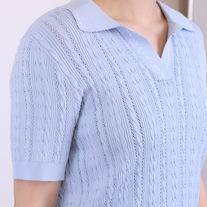 OEM & ODM personnalisé femmes pull creux à manches courtes tricots dames vêtements fille pull tricoté t-shirt pull pour les femmes - Product Image 4