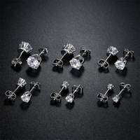 Boucles d'oreilles clous Gaby style populaire en acier inoxydable avec zircon cubique transparent pour piercing