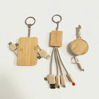 Kabel Charger USB-C Dual Bambu 2 in 3 dengan Logo Kustom, Penjualan Pabrik, Kabel Data Pengisi Daya Cepat untuk Android dan IOS