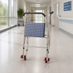 Deambulatore con Sedile Imbottito, Rollator Telescopico in Alluminio per Anziani, Assistenza Domiciliare e Uso Quotidiano - Product Image 1