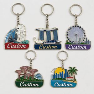 Porte-clés personnalisés en gros de haute qualité, modèle de monuments de Singapour, design de paysage urbain, souvenir de voyage - Product Image 1
