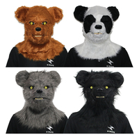 Masque en peluche de chat avec logo personnalisé Masque drôle de tête d'animal d'Halloween avec bouche ouverte pour la mascarade de Noël