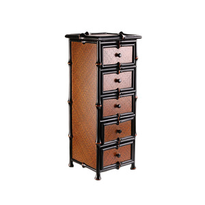 Bamboo Three Drawer <b>Chest</b> <b>Storage</b> Cabinet With Handle For Living Room Decor - Product Image 5