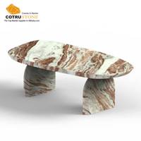 Bases arquées gracieuses Table à manger moderne de luxe en pierre naturelle durable Taille personnalisée pour une utilisation en hôtel
