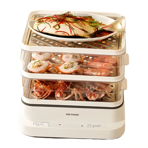 Nồi hấp điện đa năng 3 tầng, dung tích lớn 32L, chất liệu ABS, thời trang, an toàn, tiện dụng cho gia đình, sử dụng trong nhà bếp - Product Image 1