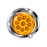 Feu arrière rond de 2 pouces à 9 LED pour camion, 12/24V, boîtier chromé, 3 couleurs disponibles, feu de position latéral pour remorques et camions-citernes