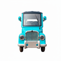 Voiturette de golf électrique HLD 1000W 60V style rétro mini, bleu Tiffany, pour le tourisme, 4 roues, 4 places, avec toit