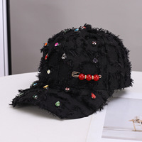 Gorra de Béisbol de Tela Esponjosa Estilo Americano con Adornos de Cuentas, Gorro para Adultos para Fiestas y Bodas, Disponible en Stock, Venta al Por Mayor