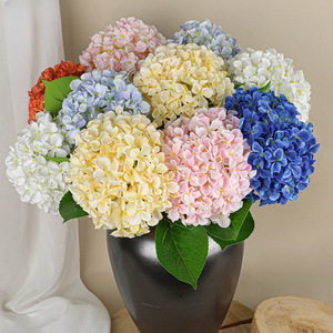 Hortensia artificiel haut de gamme à 3 feuilles, imprimé en 3D, fleur colorée à 5 têtes pour la décoration de mariages, de la Saint-Valentin et de Thanksgiving - Product Image 6