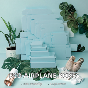 Pochettes d'expédition personnalisées en carton ondulé pour avion, avec estampage, matériaux recyclés, pelliculage brillant, conception à languette de verrouillage, format portefeuille - Product Image 2