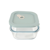 Boîte à lunch carré en verre borosilicate, facile à transporter, boîte à lunch pour travailleurs de bureau avec couvercle en silicone