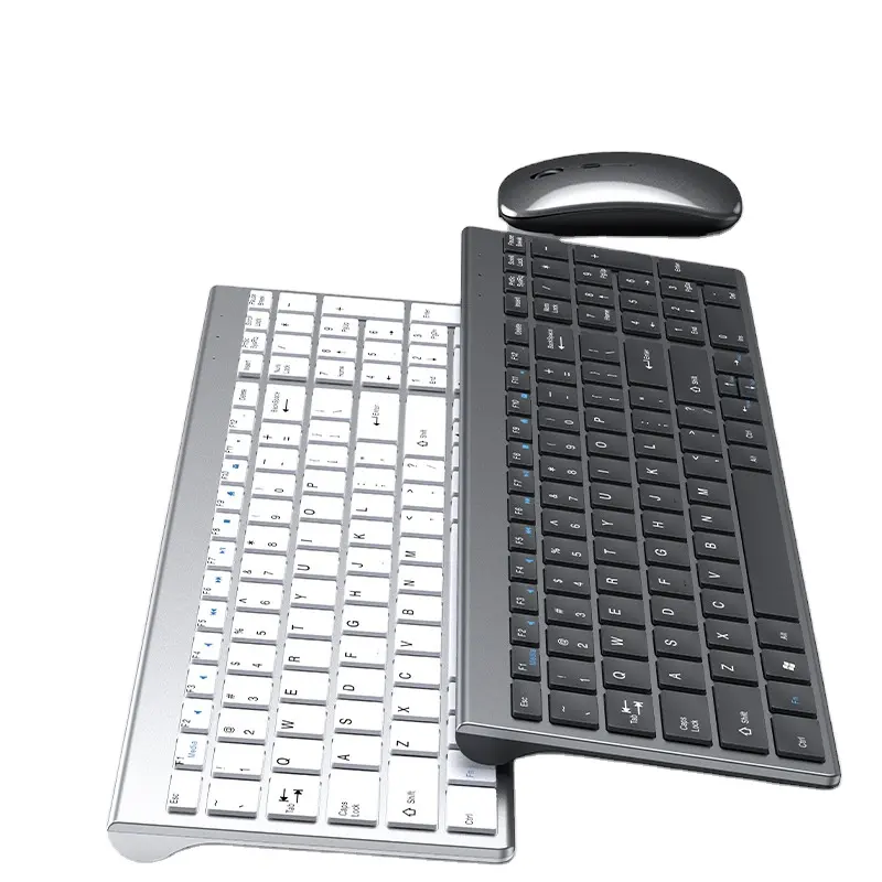 2,4G + Bluetooth Tres modos Usb OEM Juego de teclado y mouse inalámbricos recargables para oficina de negocios