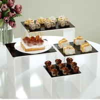 Plateau de présentation en acrylique Riser Food Riser Buffet Display Cubes 3 Pcs Set Acrylique Display Stand Set Buffet Catering Stand for Food