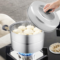 Casserole à double main en acier inoxydable à trois couches Cuiseur à vapeur commercial pour aliments