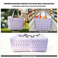 Sac fourre-tout seau ouvert en EVA léger et durable, résistant à l'eau, couleur unie, 15 pouces, imperméable, portable, polyvalent, avec breloques aléatoires