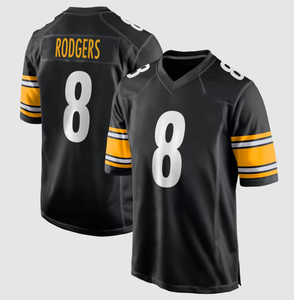 Maillot de football noir en promotion # 90 Watts # 4 Metcalf # 6 reines # Maillot de football américain pour homme 8 Rodgers, Pittsburgh - Product Image 4