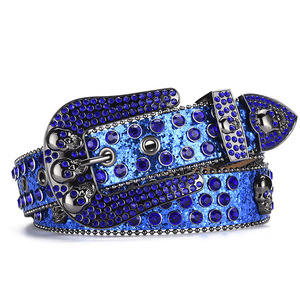 Sparkly Skull Buckle <span class=keywords><strong>Bb</strong></span> <span class=keywords><strong>Simon</strong></span> Rhinestone Belt pour hommes femmes Bling Bling magnifique et robuste Western Diamond Crystal Belt Vendeur - Product Image 2