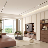 Meuble TV intégré tout-en-un, buffet et armoire à chaussures avec grand rangement, style moderne et minimaliste pour salon complet