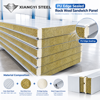 Panel Sandwich Mineral Wool PU Edge Sealed Tahan Api Ramah Lingkungan Desain Industrial untuk Ruang Bersih, Bengkel, Gudang