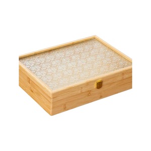กล่องเก็บของไม้ไผ่ 45 ลิตร ฝาใส สำหรับจัดระเบียบเครื่องประดับบนโต๊ะ - Product Image 1