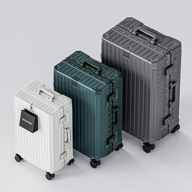 Walktrip 24 Inch Unisex Aluminum Multi Functional Suitcase with Spinner Wheels Medium Sized Sportsshipping Box Suitcase