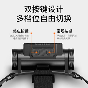 ไฟหน้าแบบซุปเปอร์ไฟร์ LED แบบชาร์จไฟได้ 2000 มิลลิแอมป์ 8.5 ชม. ระยะเวลาใช้งาน พร้อมเซ็นเซอร์อัจฉริยะ สำหรับวิ่งกลางแจ้ง ตกปลา - Product Image 3