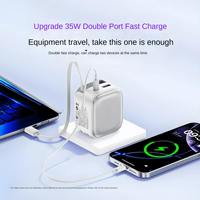 Chargeur 35W GaN double USB + type C pour adaptateur iPhone avec câble rétractable Chargeur 35W type C pour câble iPhone Chargeur de téléphone