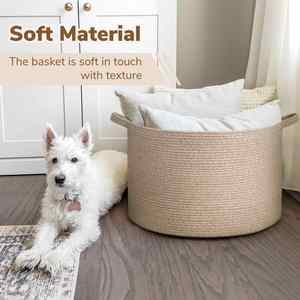 Panier à linge en corde de coton pour salon, panier à linge pour bébé, panier pour couvertures, jouets et oreillers de chambre d'enfant - Product Image 6
