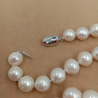Collier ras du cou en perles d'eau douce Edison de 9-12 mm, qualité AA, fermoir en laiton plaqué or 18 carats, grandes perles blanches naturelles nouées pour femmes