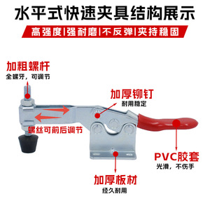 Horizontal <b>Quick</b> <b>Clamp</b> Tooling <b>Clamp</b> 98-147N Clamping Force For Woodworking Machine Tools With Powder Coating Surface - Product Image 2