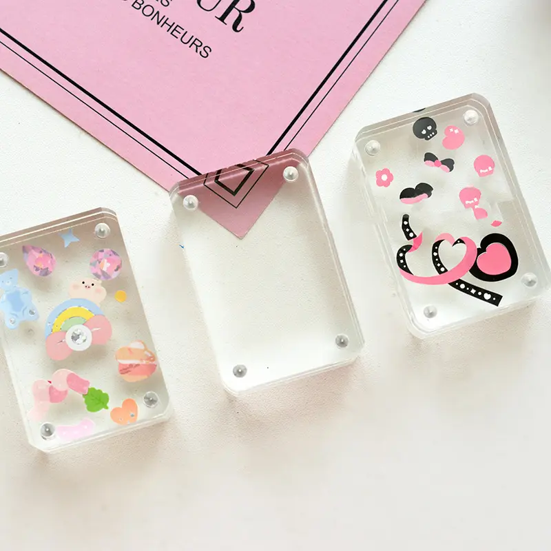 4x6cm Cute Cartoon Kawaii 1-inch Mini Card Brick Mahjong Acrylic Magnetic Photo Frame DIY Acrylic Display Frame Gift