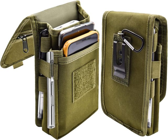 Multi-layer Phone Pouch Velcro Closure Cell Phone Easy-carrying Bag for Phones, Pens, Cards, Case Only