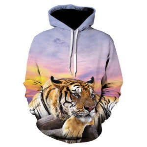 Fitspi animale <span class=keywords><strong>tigre</strong></span> 3d con cappuccio stampato felpa da <span class=keywords><strong>uomo</strong></span> Casual larga coppia maglione felpa all'ingrosso - Product Image 3