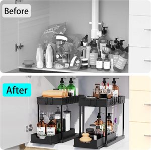 High Quality PP Plastic Double Tier <b>Sink</b> Kitchen <b>Storage</b> Rack Organizer Multifunction Eco-Friendly 12pcs Food-Safe Standing Type - Product Image 4