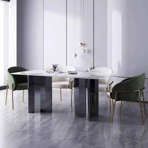 Silla <span class=keywords><strong>de</strong></span> Comedor Moderna con Respaldo y Brazos, <span class=keywords><strong>de</strong></span> Acero Inoxidable, Estilo Lujoso, Tapizada en Terciopelo, Modelo CJ-360E, en Oferta - Product Image 2