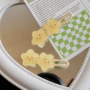 Sevimli Saç Tokası Sütlü Sarı Yıldız Yumuşak Kalpli Kız Çocuk Yan Tokası Saç Aksesuarları Öğrencilerin Tatlı Kakül Tokası Plastik Yazlık - Product Image 5