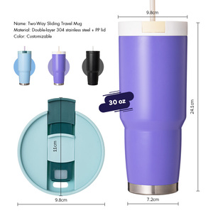 Everich 30oz thép không gỉ Hai Lớp Hai cách trượt nắp du lịch cà phê Mug Tumbler giữ uống nóng và lạnh với rơm - Product Image 2