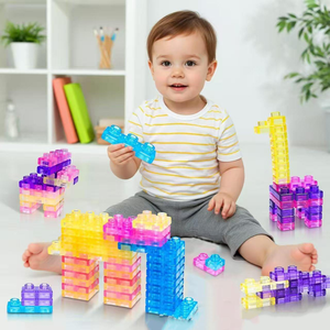 40PCS Soft Jelly Building Blocks - TPR Sensory Construction Toy for Kids Educational Play, Squishy <b>Fidget</b> & STEM Gift - Product Image 1