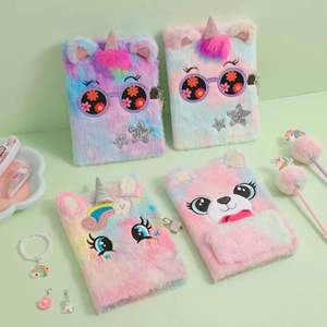Cuaderno de Viaje Escolar para Niños y Niñas, Regalo de Cumpleaños, Diario Secreto de Peluche para Niñas con Candado y Llave - Product Image 3