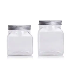 PCR 280g 350g 500g Plastic Square PET Jar For Body Scrub Packaging Bottle Jar