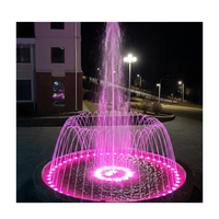 Fuente de Agua Circular Musical para Exteriores, Fuente Decorativa con Chorro Alto y Luces LED Púrpuras, Espectáculo para Jardín