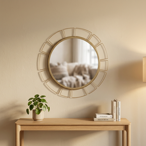 Wholesale Modern Round Shape Lightweight Wall Mirror with Gold Metal Frame Customizable Size for Home Decoration - Product Image 1