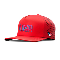 Nouvelle casquette de baseball sportive en polyester imperméable à 5 panneaux, avec logo brodé personnalisé en PVC et découpe laser, style haute couronne tendance