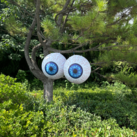 Paire de yeux géants gonflables Longgang en PVC bleus, yeux de monstre suspendus pour décoration extérieure d'Halloween