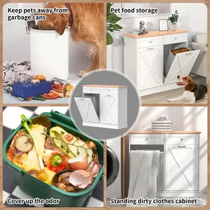 Armoire à ordures à double inclinaison de 10 gallons Armoire de cuisine à porte de grange de style fermier mise à jour - Product Image 5