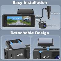 Dash Cam 4K Dual Kamera Layar IPS 3'' Inci Visi Malam WiFi Perekaman Loop Depan/Belakang Kotak Hitam Mobil Kendaraan Garansi 1 Tahun